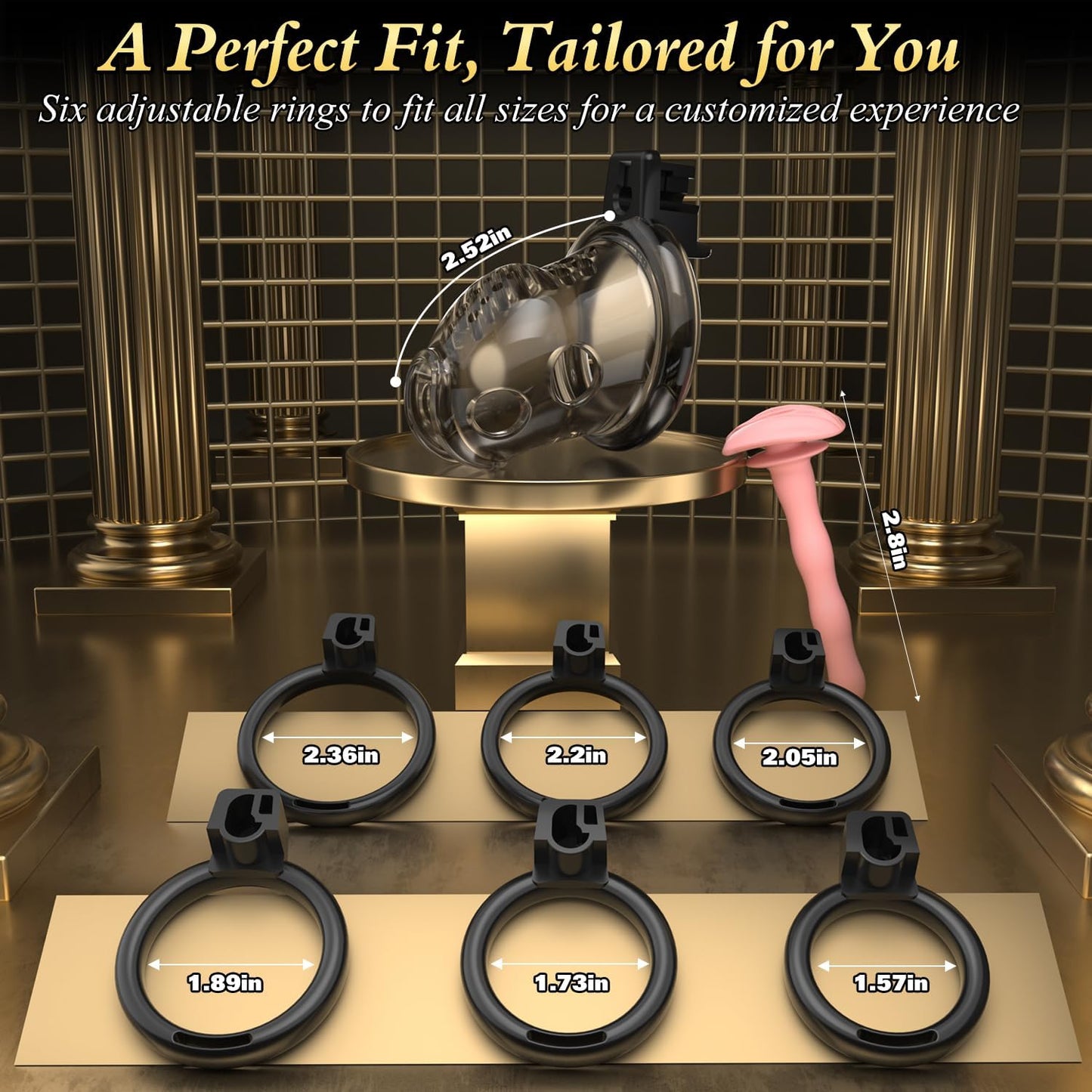 Lightweight Penis Cage Bondage Chastity Device with 6 Sizes Penis Rings