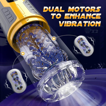 LCD Display Automatic Masturbator Penis Pump with 7 Rotating & Thrusting & Vibrating & Licking