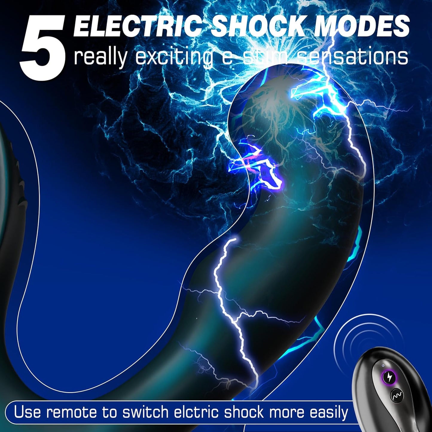 3 IN 1 Prostate Massager Butt Plug Anal Vibrator with 5 Electric Shock & 10 Vibrating Modes