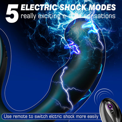 3 IN 1 Prostate Massager Butt Plug Anal Vibrator with 5 Electric Shock & 10 Vibrating Modes