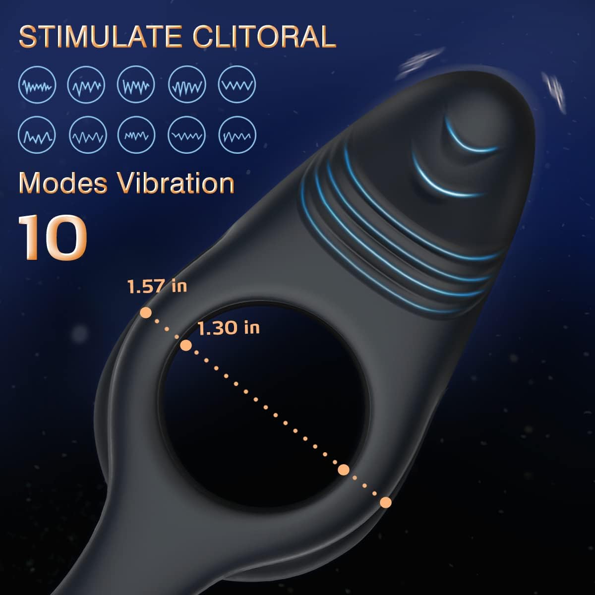 10 Vibration Modes Penis Cock Ring with Clitoral Vibrator