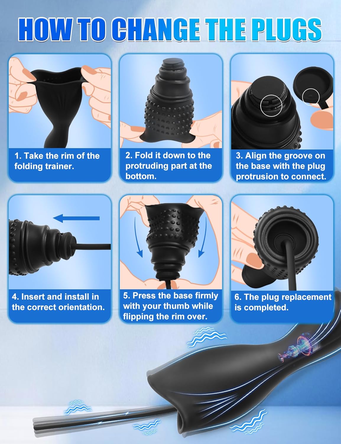Electric Glans Stimulator Dilator Urethra Penis Trainer with 10 Vibrations