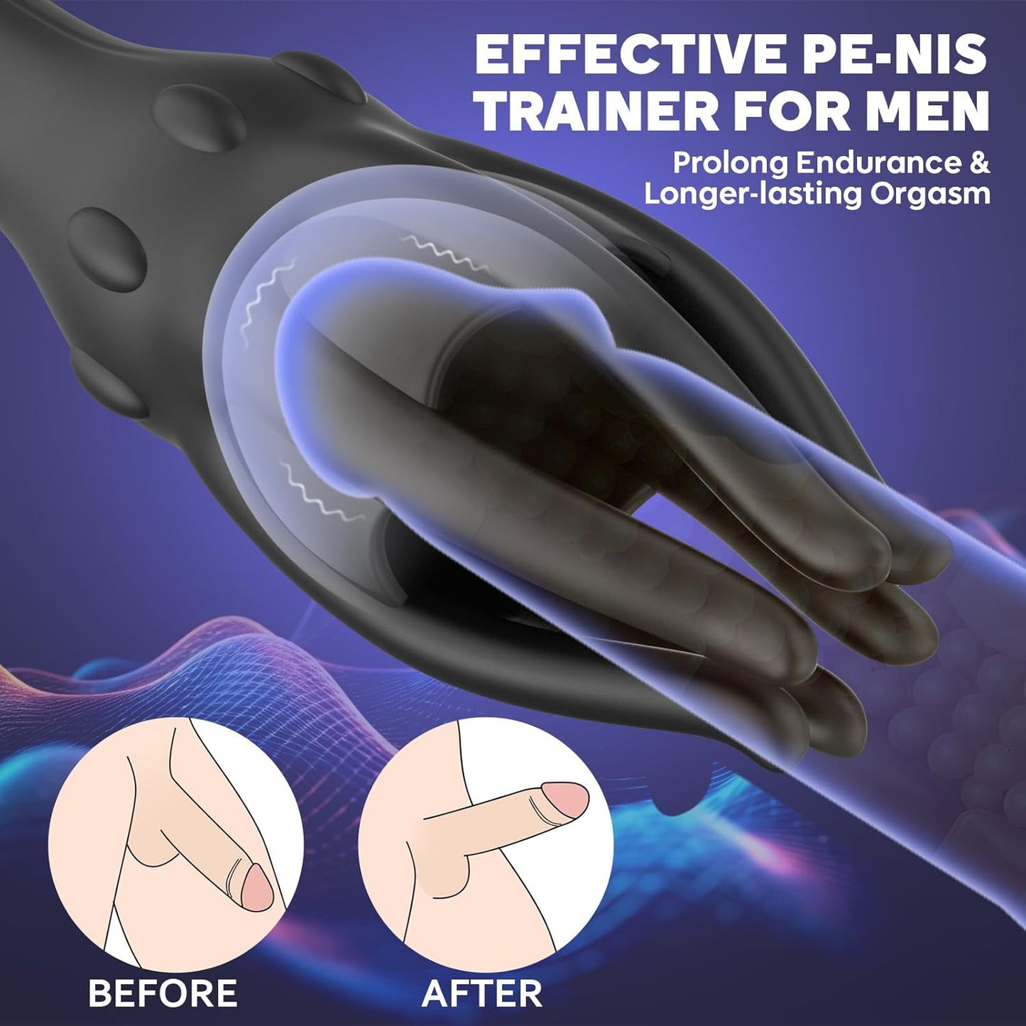 360°Wrappe Penis Vibrator Trainer Glans Stimulator with 10 Vibrations