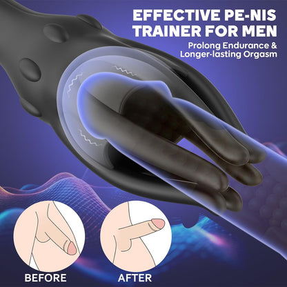 360°Wrappe Penis Vibrator Trainer Glans Stimulator with 10 Vibrations