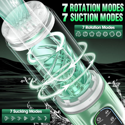 6 IN 1 Male Masturbator Penis Pump Enlargement with 7 Sucking & Roating & Licking Modes