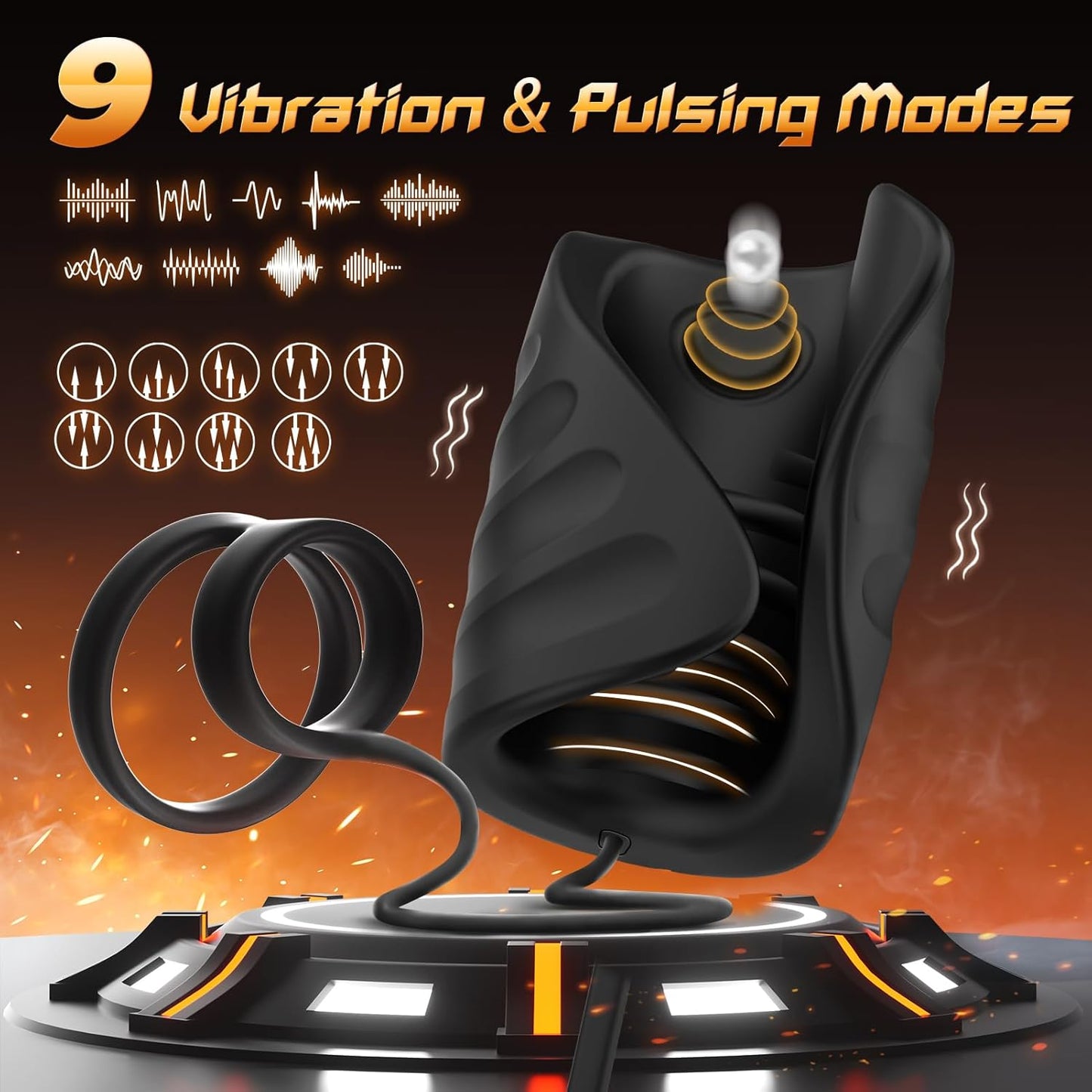 Electric Penis Trainer Vibrators Stroker Masturbator with 9 Vibration Modes