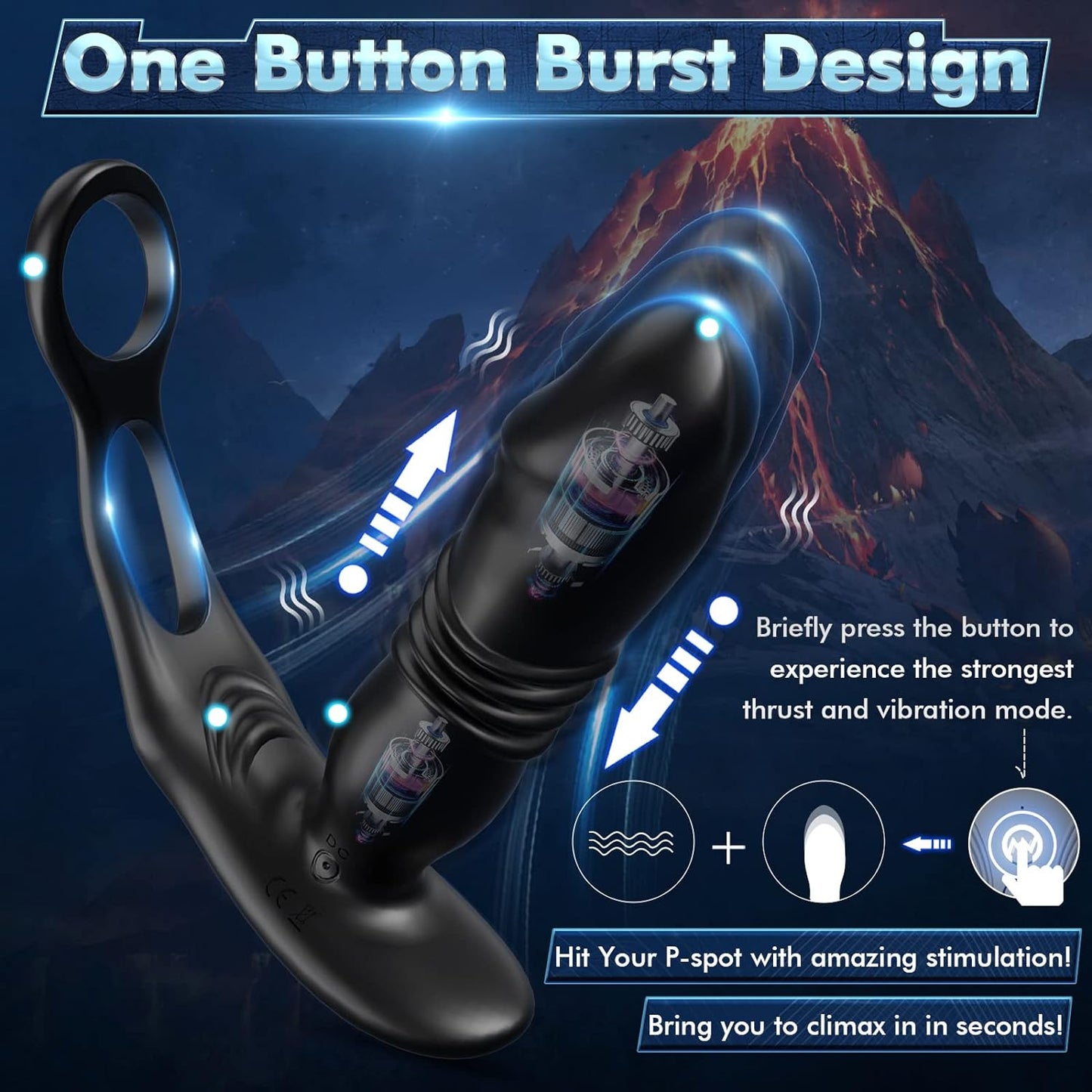 3 Thrust & 12 Vibrating Thrusting Anal Vibrator Male Sex Toys for Men Prostate Massager