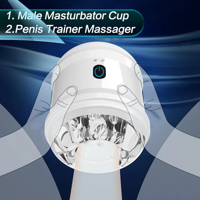 Dual Motors Automatic Masturbator Penis Trainer Pocket Pussy with 10 Intense Vibrations