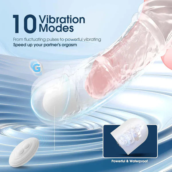 4 IN 1 Multifunctional Penis Extender Sleeve Cock Ring with 10 Vibration Modes