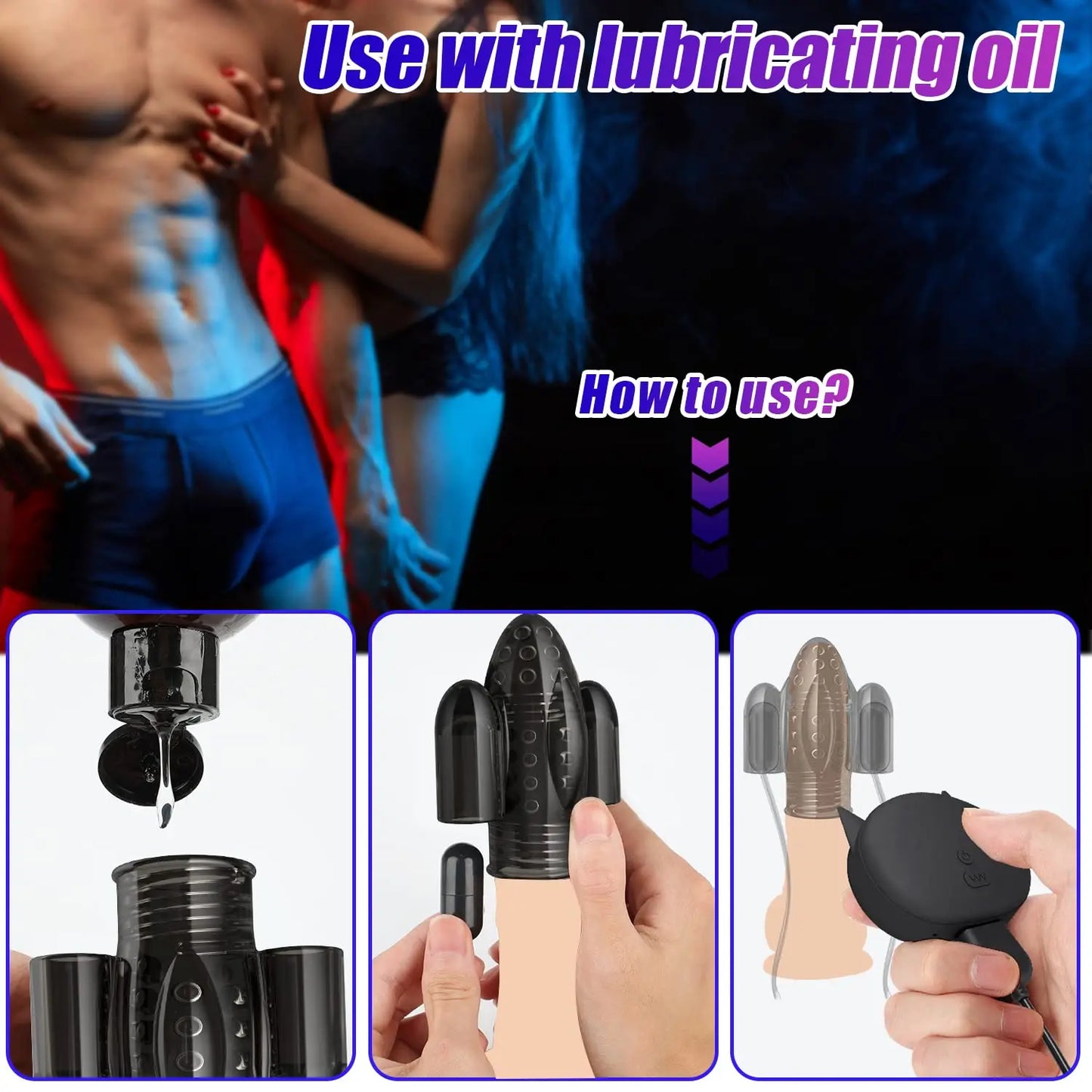 Glans Vibrator Penis Trainer Delay Lasting Massager with 2 Motors & 10 Vibrations