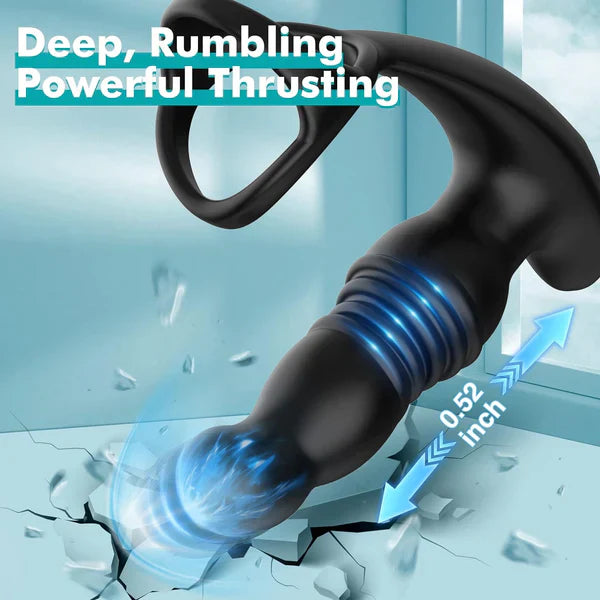 3 IN 1 Anal Toys Cock Ring Vibrators Prostate Massager with 7 Vibration & 3 Thrusting Modes
