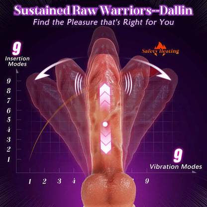 App-control Realistic Big Dildo with Heating & Vibrating & Stretching Modes