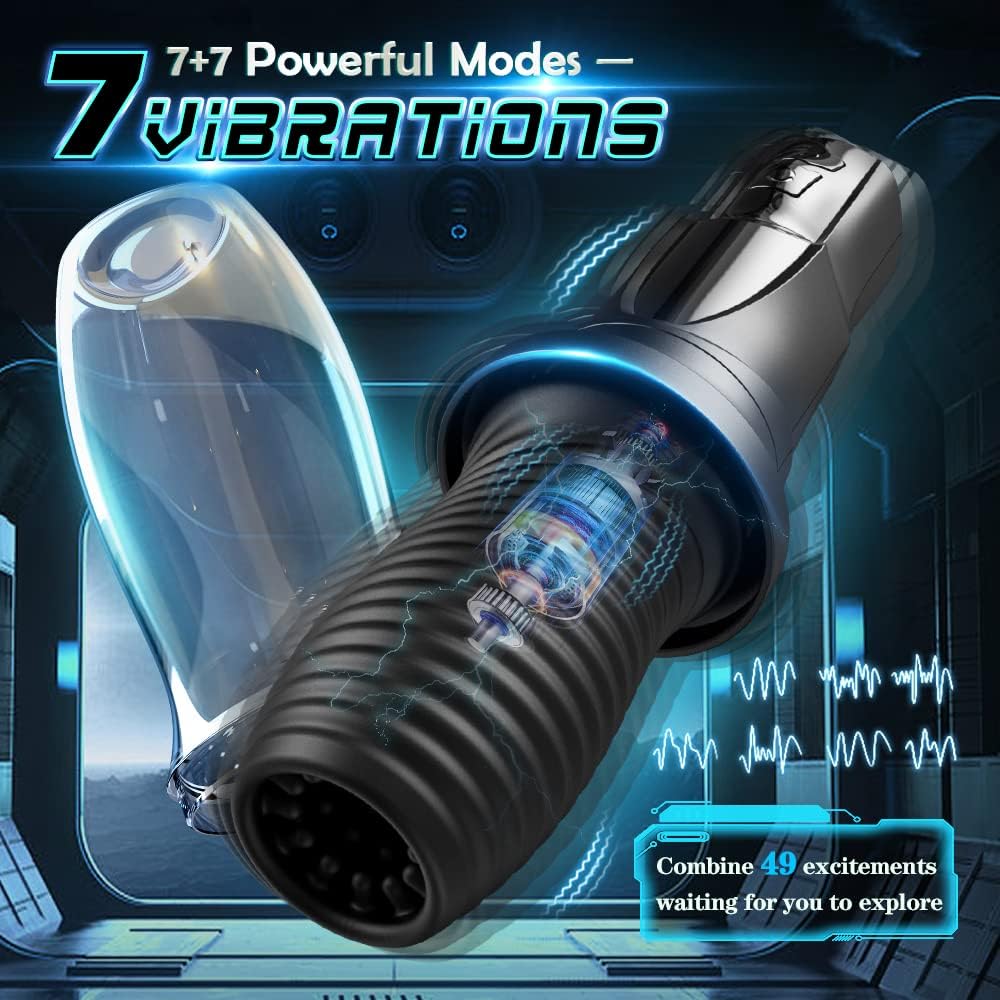 360° Wrapped Electric Automatic Masturbators with 7 Rotations & 7 Vibrations