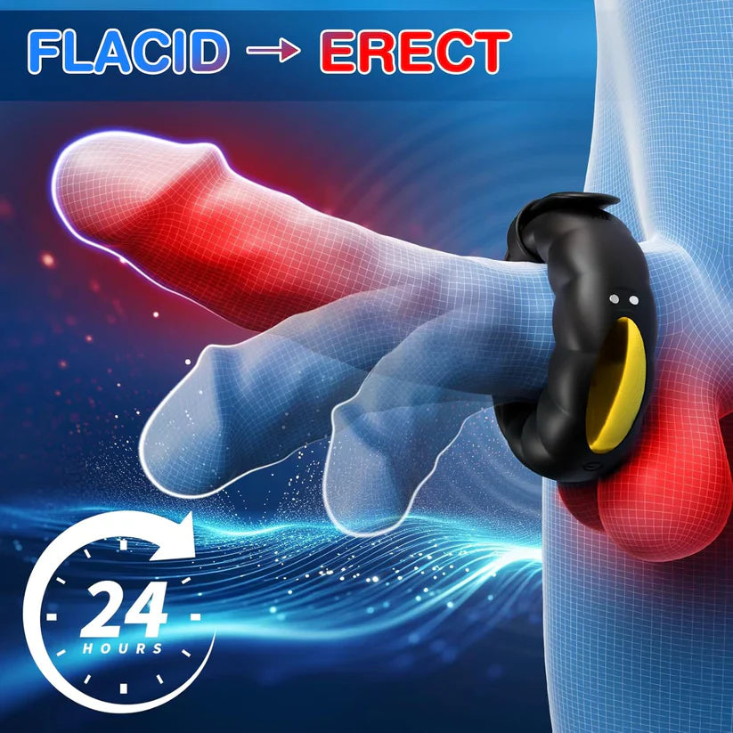 Dual Motor Adjustable Penis Ring Vibrator Masturbator with 10 Vibration Modes