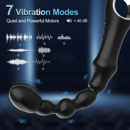 Anal Vibrator Beads Butt Plug Prostate Massager with 7 Vibration & Heating Modes