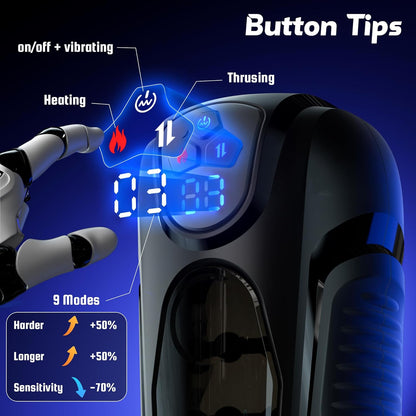 Hands-Free Stroker Blowjob Masturbator with 9 Thrusting & Vibrating Modes