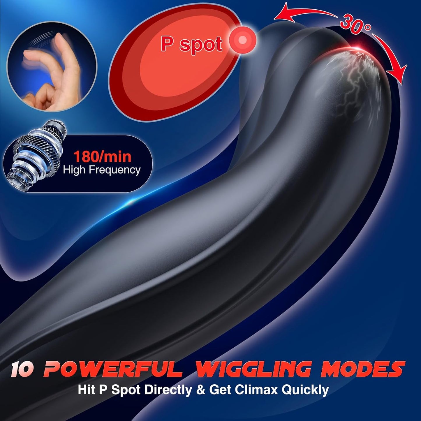 5 IN 1 Anal Vibrator Prostate Massager Butt Plug with 10 Wiggling Thrust Vibrating Modes