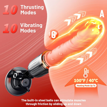 2 IN 1 Realistic Dildo Sex Machine Vibrator with 10 Vibrating & 10 Thrusting Modes