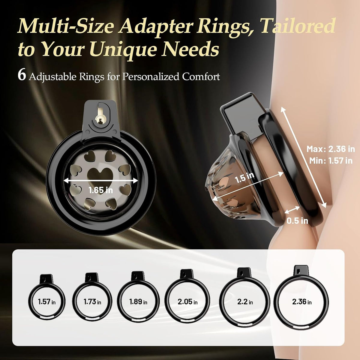 Anti-Slip Belt Flat Chastity Cock Cage Devices Penis Trainer with 6 Sizes Rings