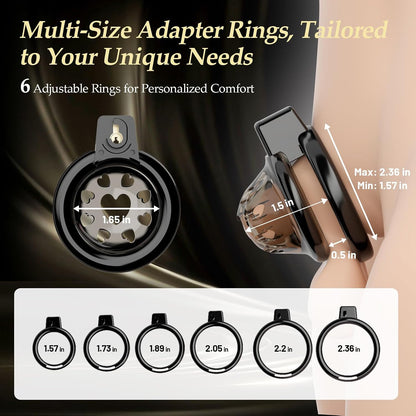 Anti-Slip Belt Flat Chastity Cock Cage Devices Penis Trainer with 6 Sizes Rings