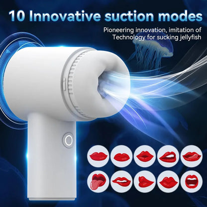 Electric Masturbator Penis Trainer Stroker Blowjob with 10 Suction Modes & Vibrations