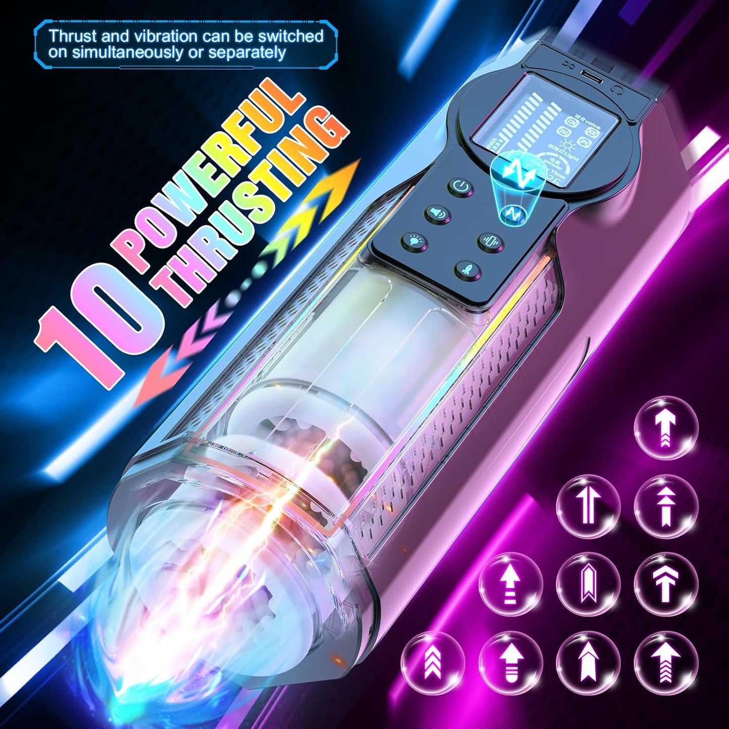 Smart Automatic Masturbator Sex Machine with 10 Thrusting &10 Vibrating Modes