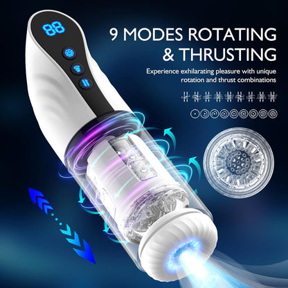 Electric Masturbator Blowjob Penis Massager with 9 Modes Sucking Thrusting & Rotating