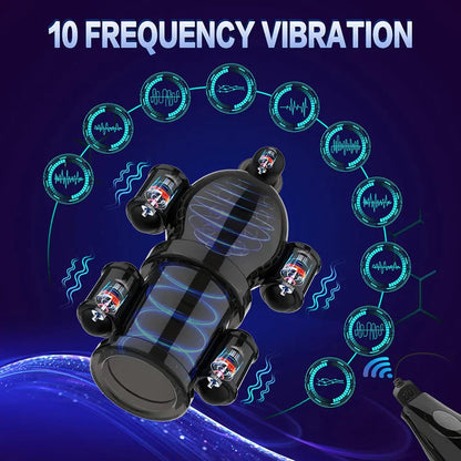 360° Wrapping Glans Vibrator Penis trainer Masturbator with 10 Vibration Modes