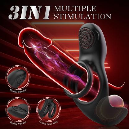 3 IN 1 Cock Ring Penis Trainer Vibrator Glans Stimulator with 10 Vibration Modes