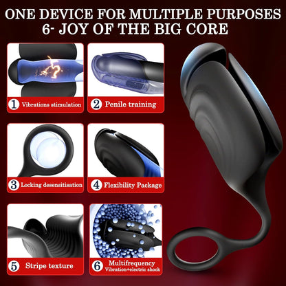 E-stim Penis Trainer Glans Massage Stimulator with 5 Electric Shock & 10 Vibration Modes