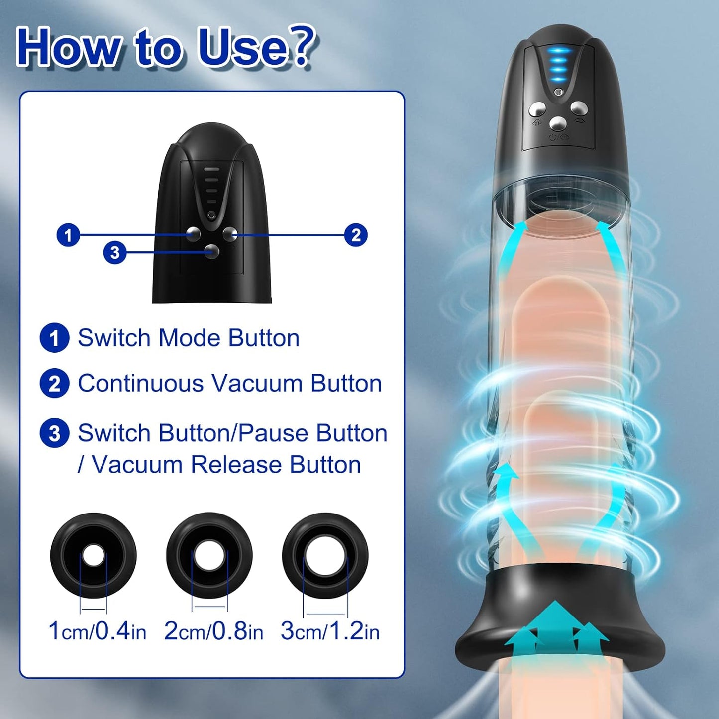 Agrandissement automatique de la pompe à pénis masculine électrique avec 4 modes d'aspiration 