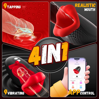 Electric Masturbator Penis Trainer Glans Vibrator with 9*9 Tapping & Licking Modes