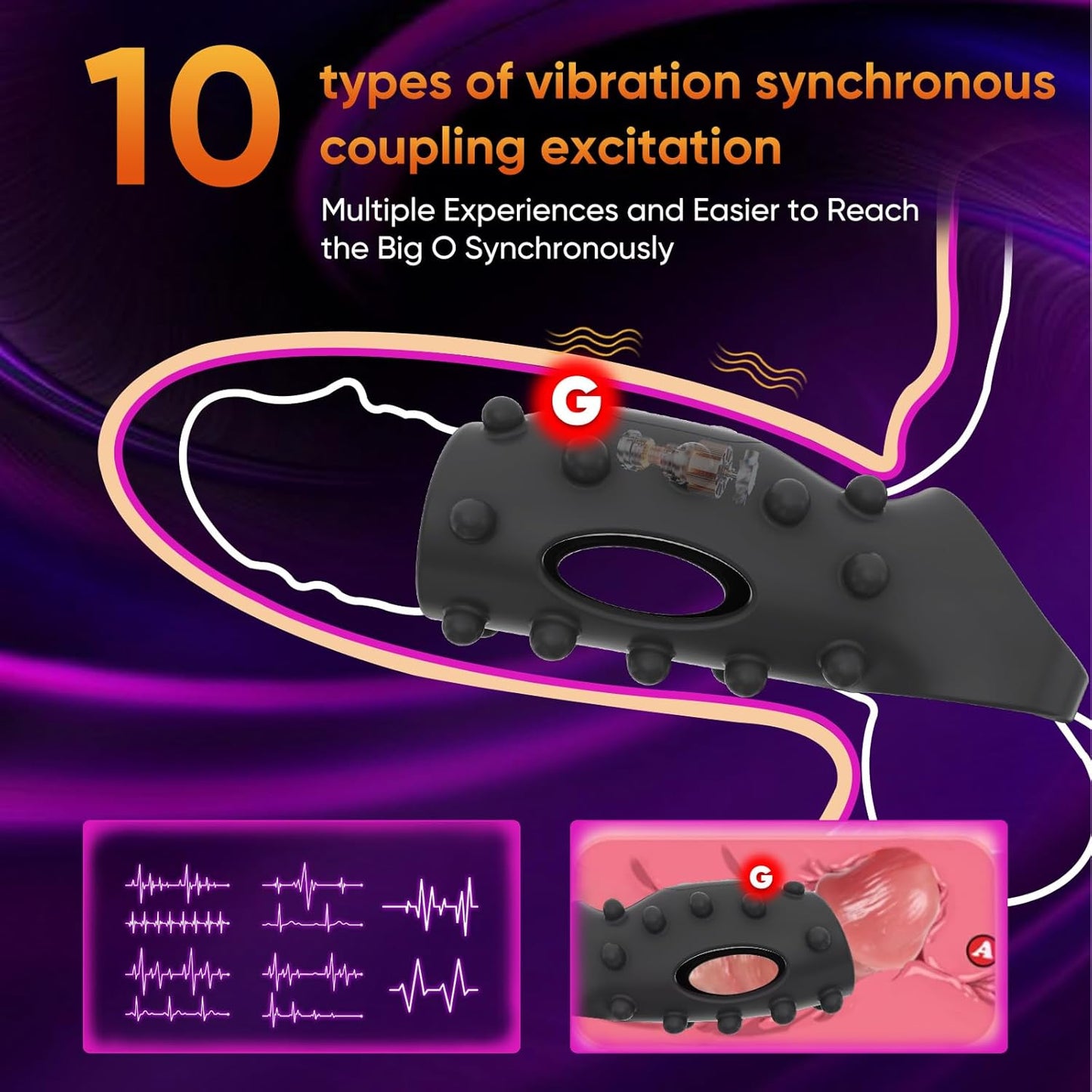 10 Powerful Vibrations Breathable Vibrating Penis Sleeve Cock Ring