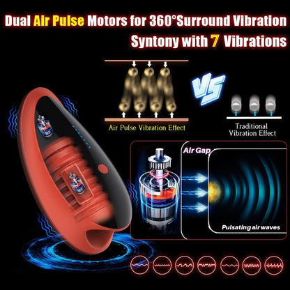 360° Surround Air Pulse Penis Trainer Stroker Masturbator with 7 Intense Vibrating Modes