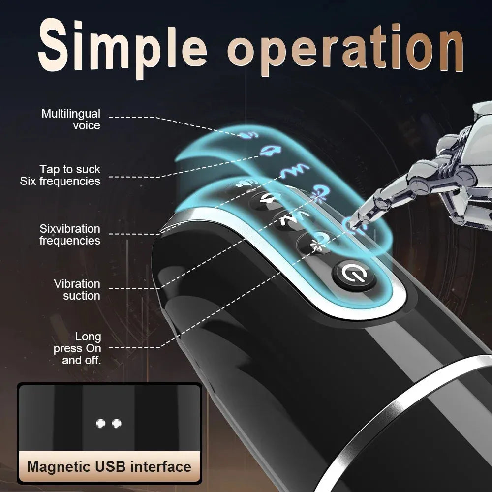 Automatic Masturbator Stroker Blowjob Massage with 6 Suction & 6 Vibration Modes