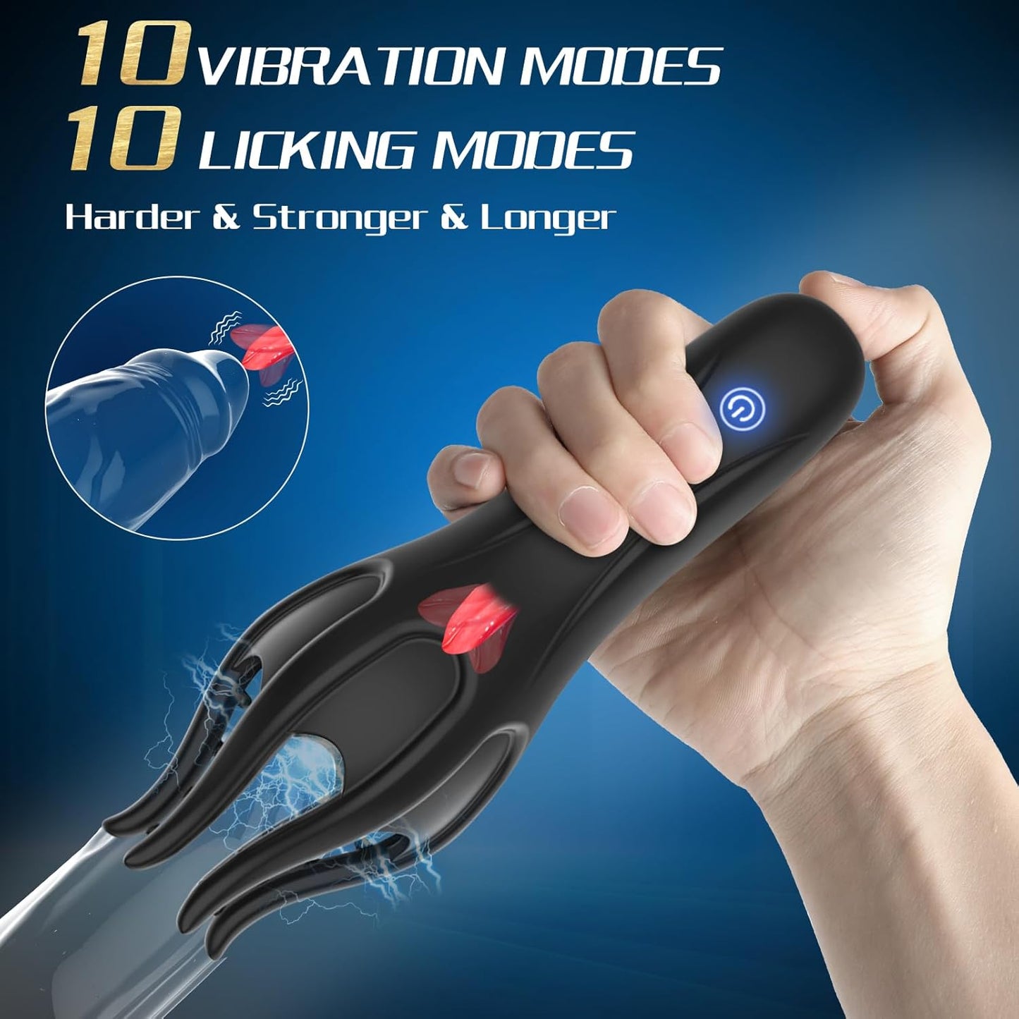 3 IN 1 Penis Vibrator Glans Trainer Masturbator with 10 Vibration & Licking Modes