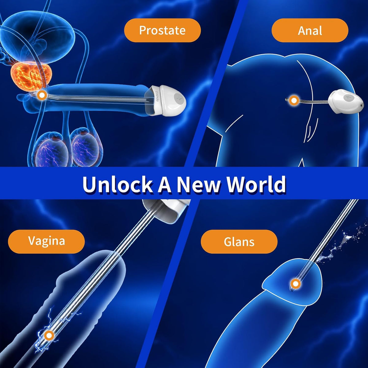 E-stim Penis Plug Vibrator Dilator with Urethral Catheter & 10 Vibration Modes