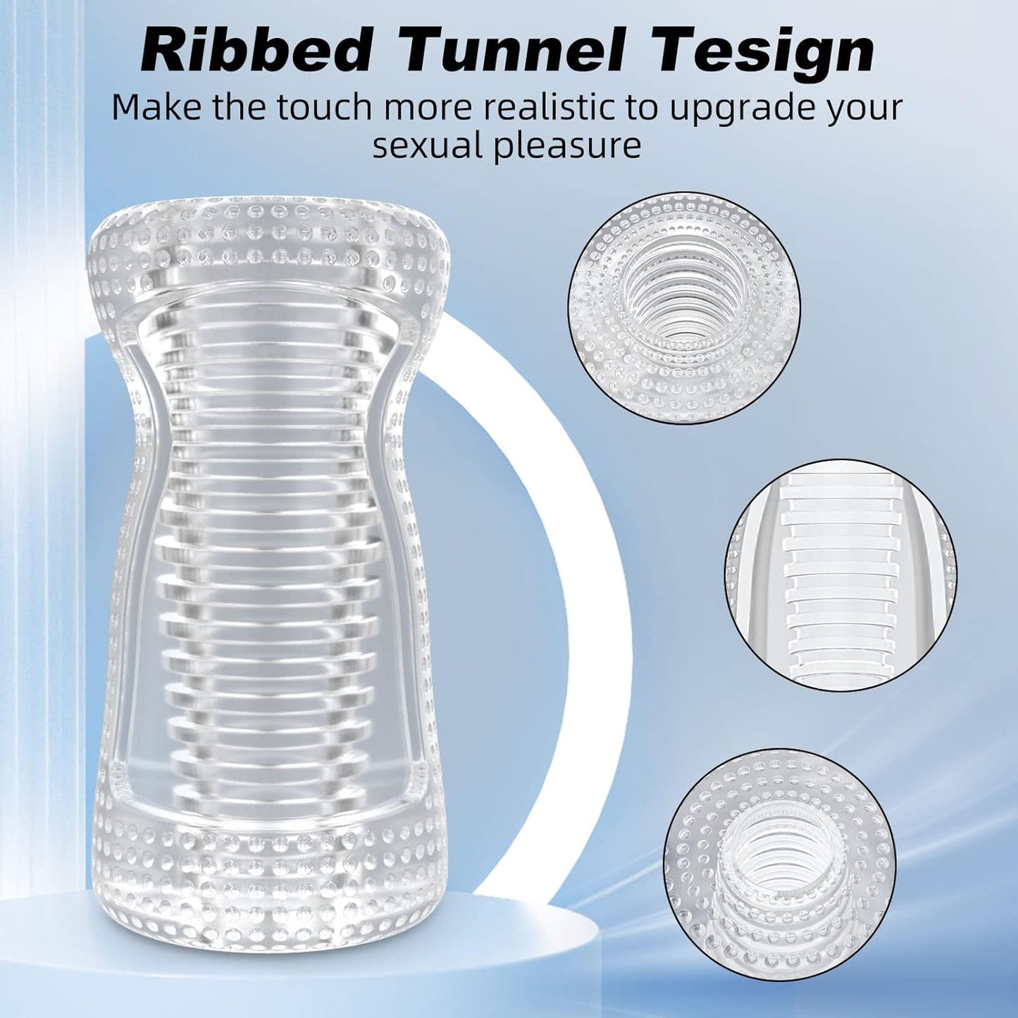 3D Transparent Pocket Pussy Portable Penis Trainer Male Masturbator