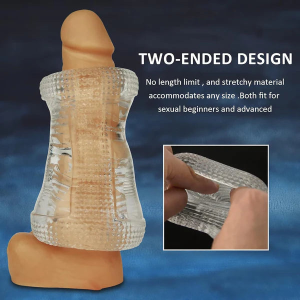 Transparent Portable Pocket Pussy Stroker Male Masturbator with Textured Sleeve