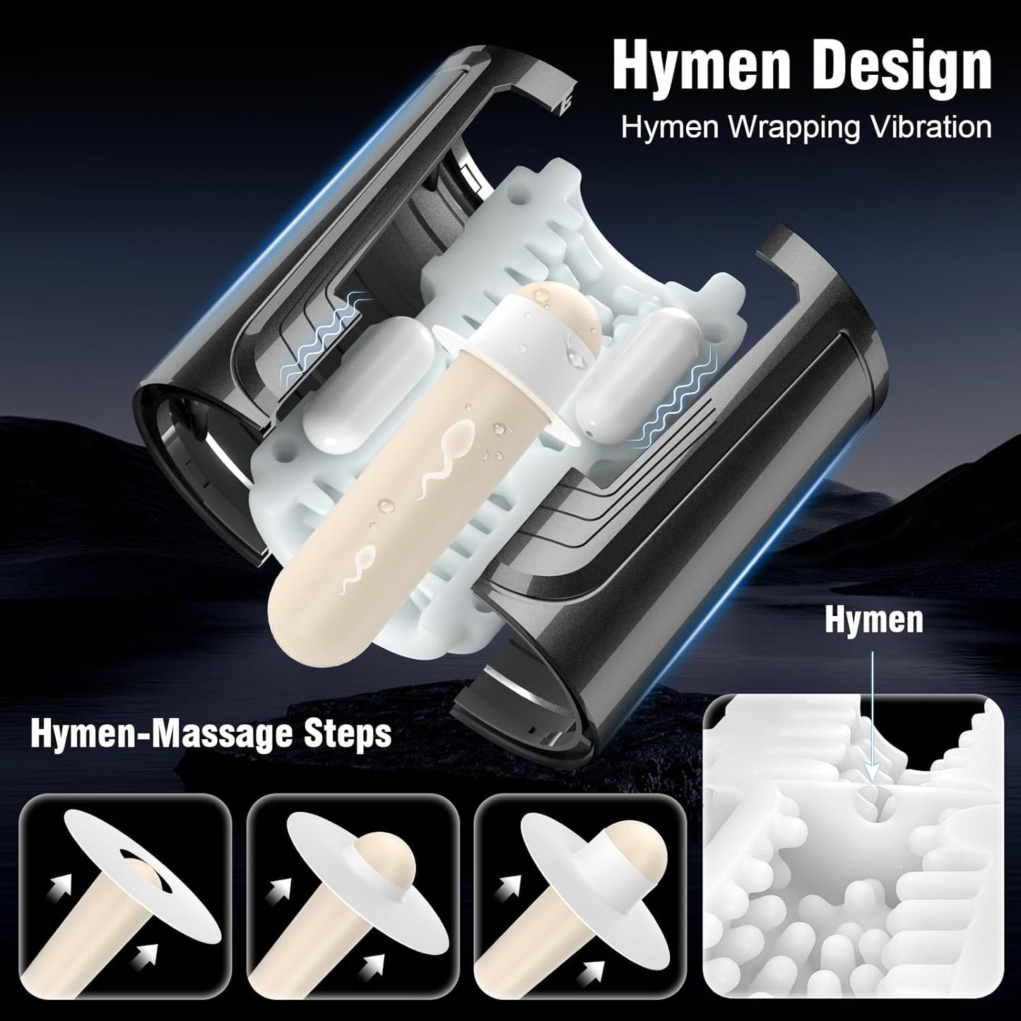 Open-Ended Automatic Masturbator Pocket Pussy Penis Vibrator with 12 Vibrating Modes