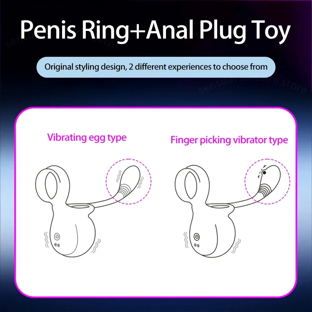 Portable Rolling Penis Trainer Stimulator Cock Ring with 9 Vibration & Rolling Modes
