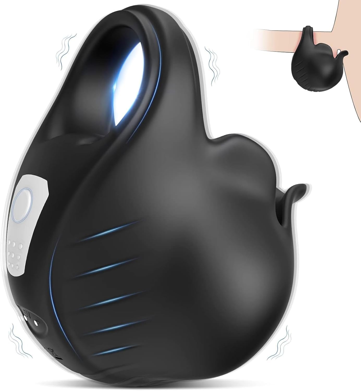 Full Wrapped Cock Ring Penis Trainer Vibrator Testicles Stimulator with 7 Vibrations Modes