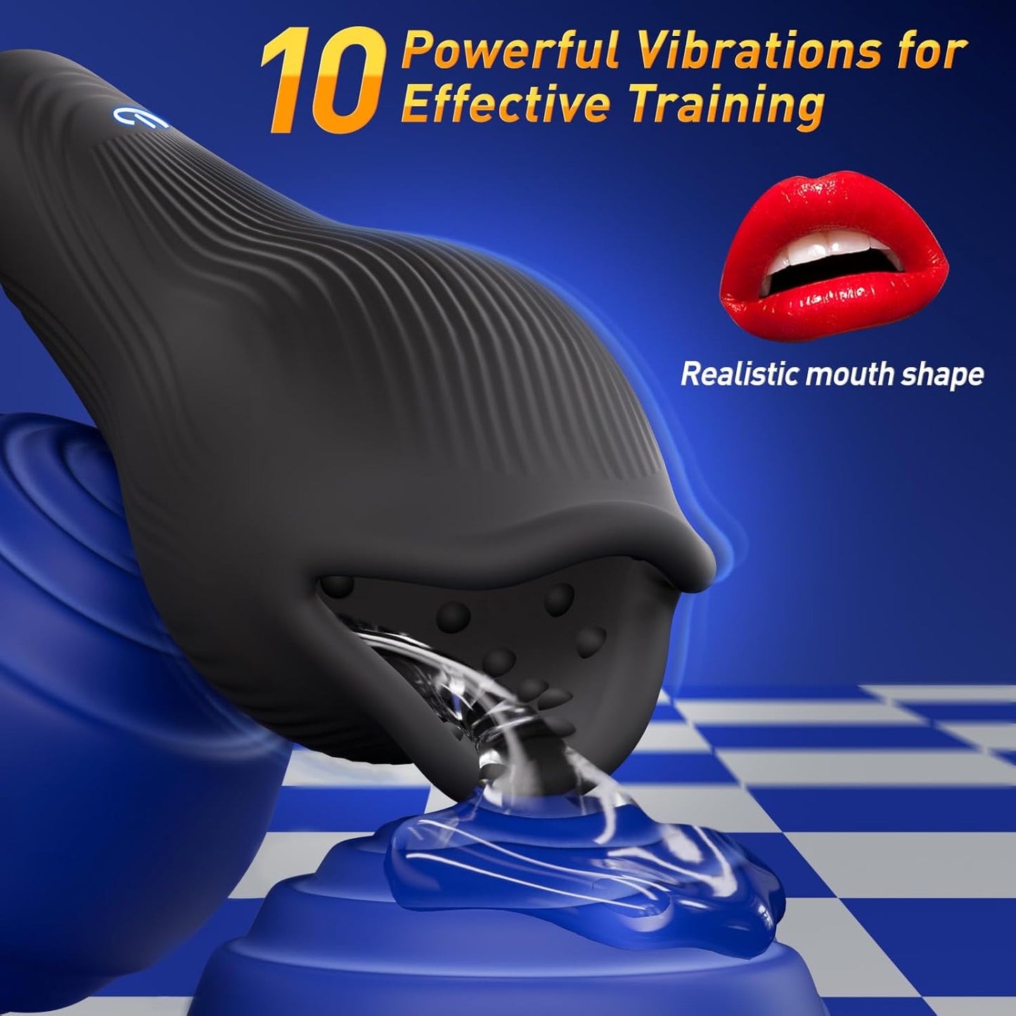 Electric Penis Trainer Vibrator Masturbator with 10 Vibrating & Tongue Teasing Modes