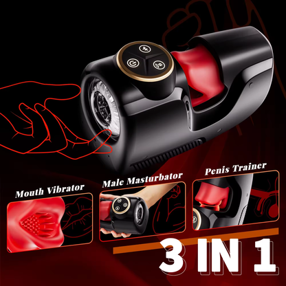 3 IN 1 Eichelstimulation Penistraining Vibrator Stroker mit Beiß & Stoß & Vibrationsfunktion