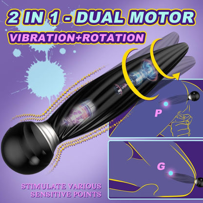 Spiral Prostate Massager Anal Butt Plug with 7 Vibrating & 7 Head Rotating Modes