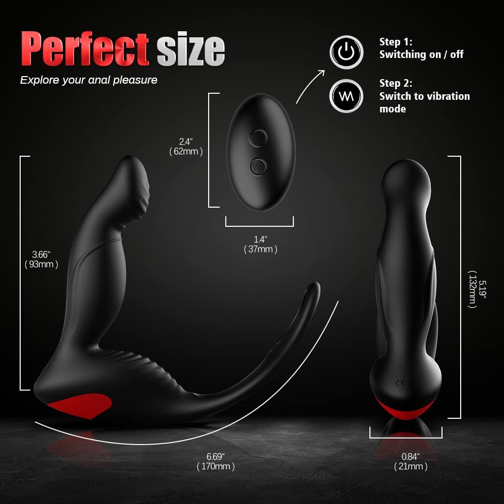 Jouets anaux de vibrateur de 9 modes de vibration avec le stimulateur sexuel de prostate d'anneau de coq 