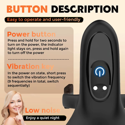 Adjustable Penetration Penis Trainer Vibrator Glans Massager with 9 Vibration Modes