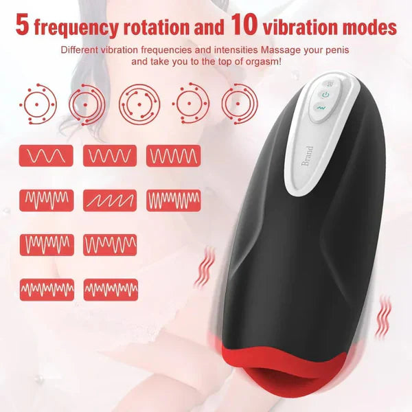 Electric Masturbator Stroker Blowjob Penis Trainer with 10 Vibration & Heating Modes