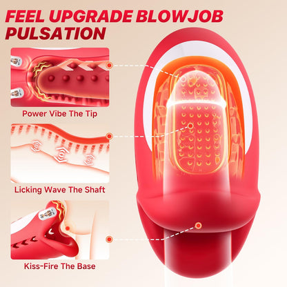 360° Blowjob Stroker Vibrator Penis Trainer Maturbator with 10 Waving & Vibrating Modes