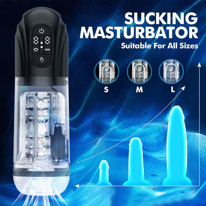 2 in 1 Automatic Sucking Masturbator Blowjob Stroker with 10 Vibrating & Suction Modes